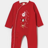 Kırmızı  Yılbaşı Tema Baskılı Kız Bebek Tulum - Nixie