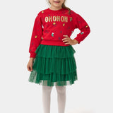 Kırmızı  Yılbaşı Temalı Kız Çocuk İkili Takım - Judy