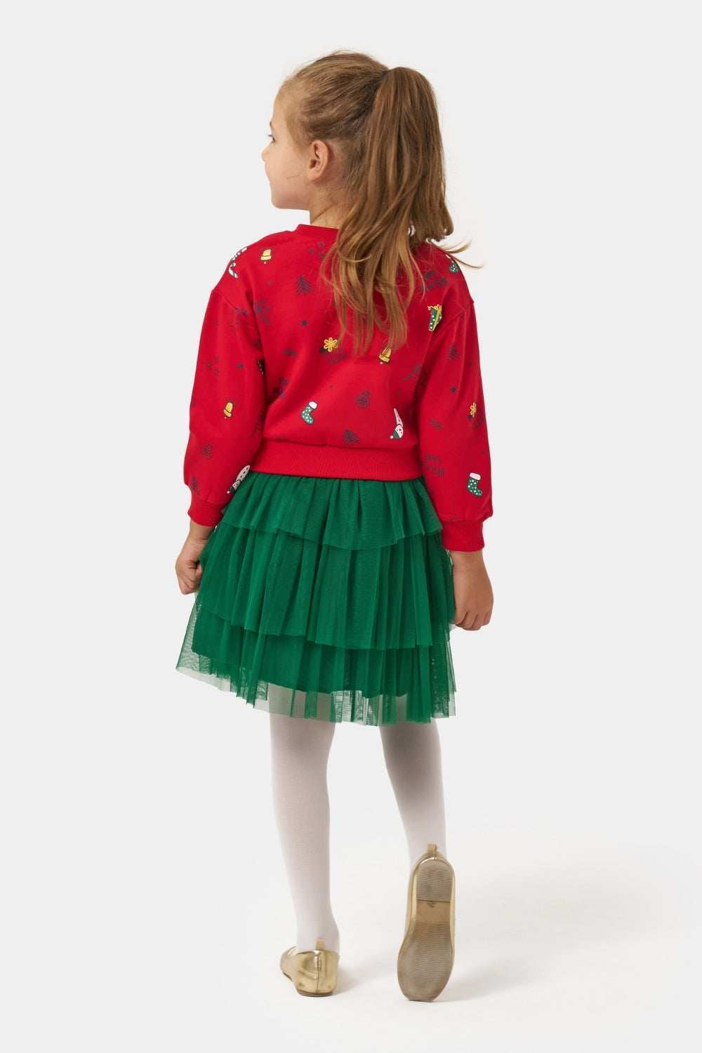Kırmızı  Yılbaşı Temalı Kız Çocuk İkili Takım - Judy