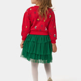 Kırmızı  Yılbaşı Temalı Kız Çocuk İkili Takım - Judy