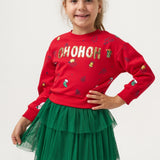 Kırmızı  Yılbaşı Temalı Kız Çocuk İkili Takım - Judy