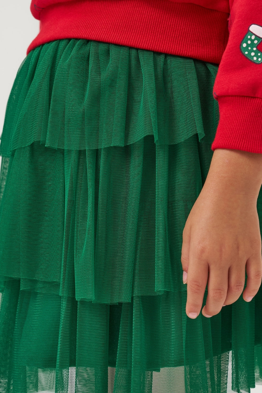 Kırmızı  Yılbaşı Temalı Kız Çocuk İkili Takım - Judy