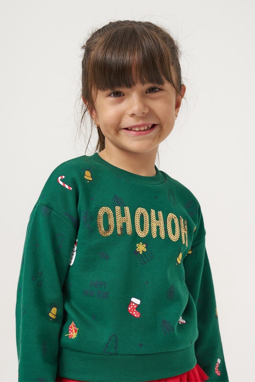 Yeşil  Yılbaşı Temalı Kız Çocuk İkili Takım - Judy