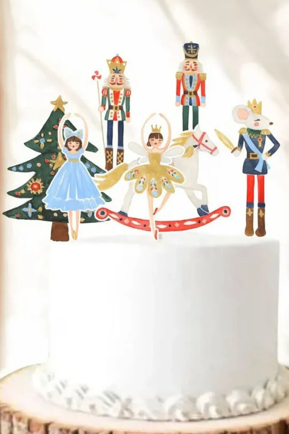 Çok Renkli  Yılbaşı Tema Figürlü 7'li Uzun Kürdan Pasta Süsü