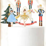 Çok Renkli  Yılbaşı Tema Figürlü 7'li Uzun Kürdan Pasta Süsü