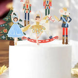 Çok Renkli  Yılbaşı Tema Figürlü 7'li Uzun Kürdan Pasta Süsü