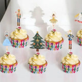 Çok Renkli  Yılbaşı Figürlü 8'li Kürdan Pasta Süsü