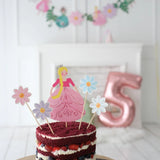 Colorful Princess and Flower Shaped 5-Piece Toothpick Cake Topper