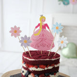Colorful Princess and Flower Shaped 5-Piece Toothpick Cake Topper