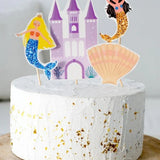 Multicolor Mermaid and Castle Shaped 4-Piece Toothpick Cake Topper 