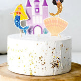 Multicolor Mermaid and Castle Shaped 4-Piece Toothpick Cake Topper 