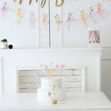 Multicolor Ballerina and Bow Shaped 7- Piece Long Toothpick Cake Toppers