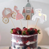 Multicolor Princess and Castle Themed 4-Piece Long Toothpick Cake Toppers