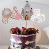 Multicolor Princess and Castle Themed 4-Piece Long Toothpick Cake Toppers