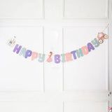 Multicolor Princess and Castle Themed Happy Birthday Banner