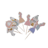 Multicolor Princess and Castle Themed 8-Piece Toothpick Cake Topper 