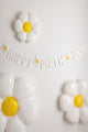 White Daisy Themed Happy Birthday Party Banner