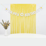 Beyaz Papatya Temalı Happy Birthday Parti Banner