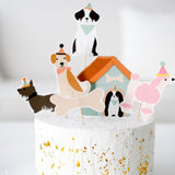 Çok Renkli Köpek Dostalarımız Temalı 6'lı Uzun Kürdan Pasta Süsü