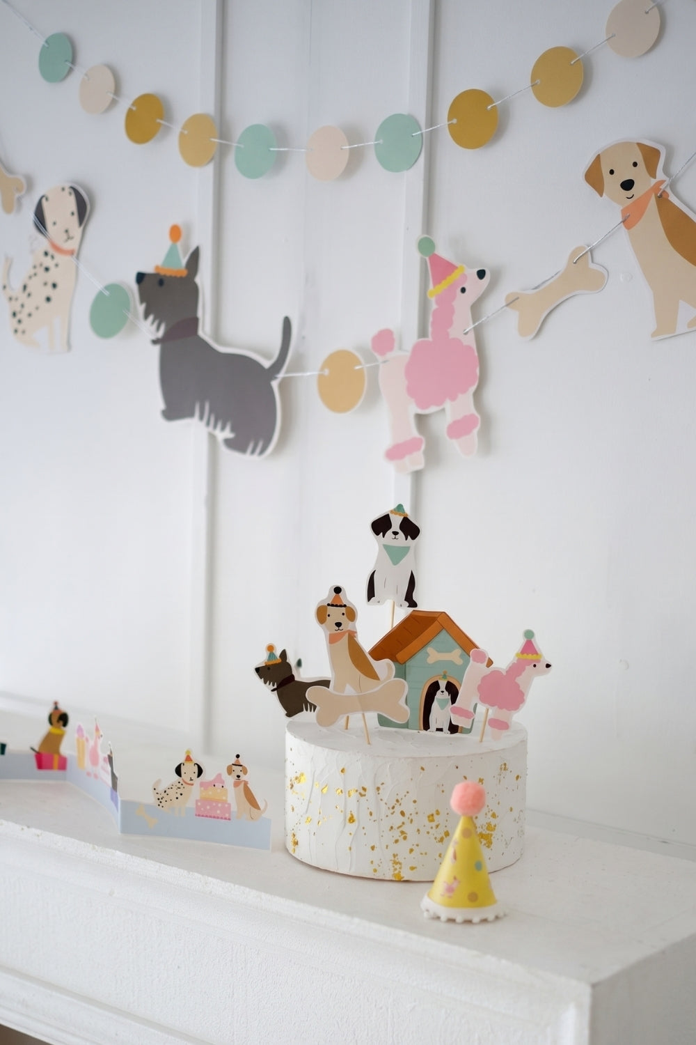 Çok Renkli Köpek Dostalarımız Temalı 6'lı Uzun Kürdan Pasta Süsü