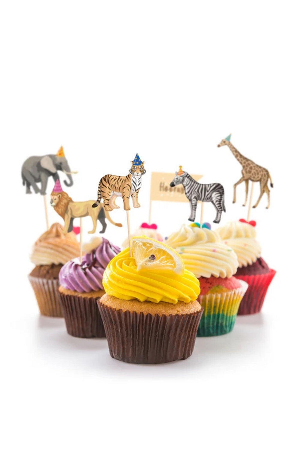 Çok Renkli Safari Temalı 12'li Kürdan Pasta Süsü