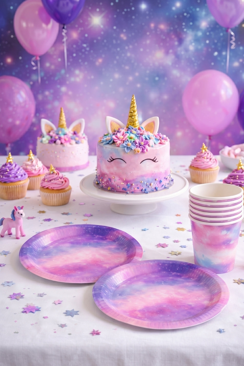 Pembe Yıldız Tozu Temalı 8'li Tabak Bardak Set