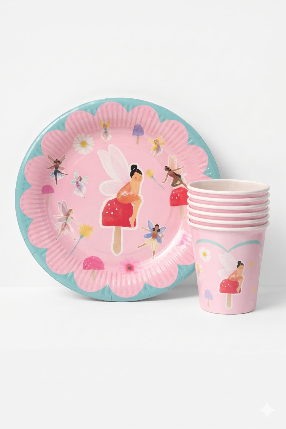 Pembe Peri Temalı 8'li Tabak Bardak Set
