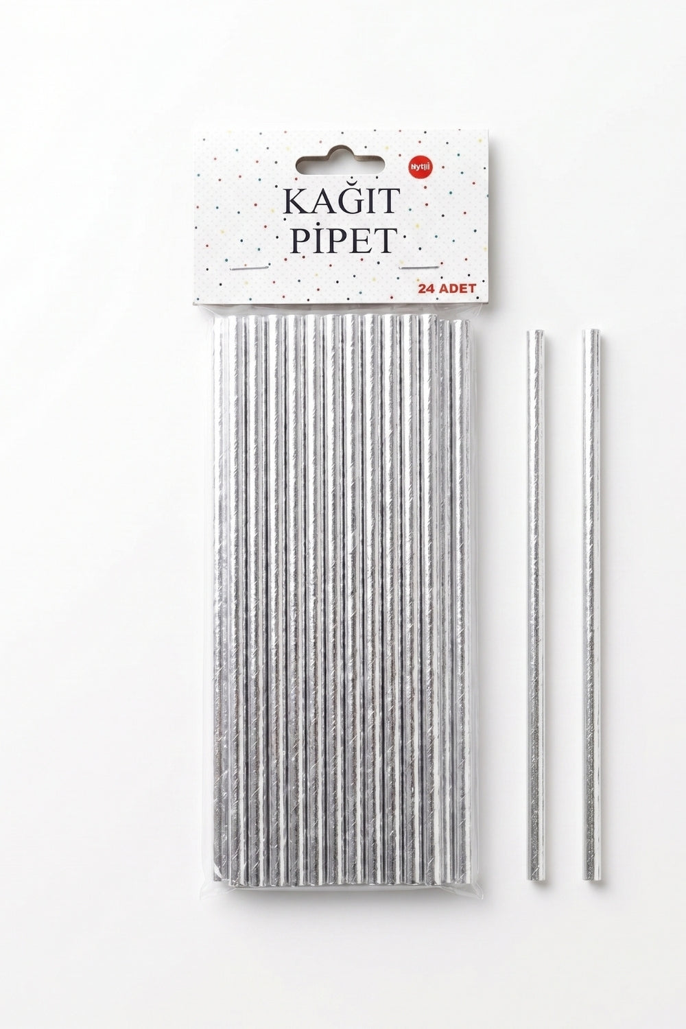 Gümüş  24'lü Parlak Kağıt Parti Pipeti