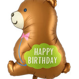 Kahverengi Ayıcık Figür Happy Birthday Yazılı Parti Balonu