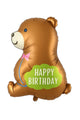 Kahverengi Ayıcık Figür Happy Birthday Yazılı Parti Balonu