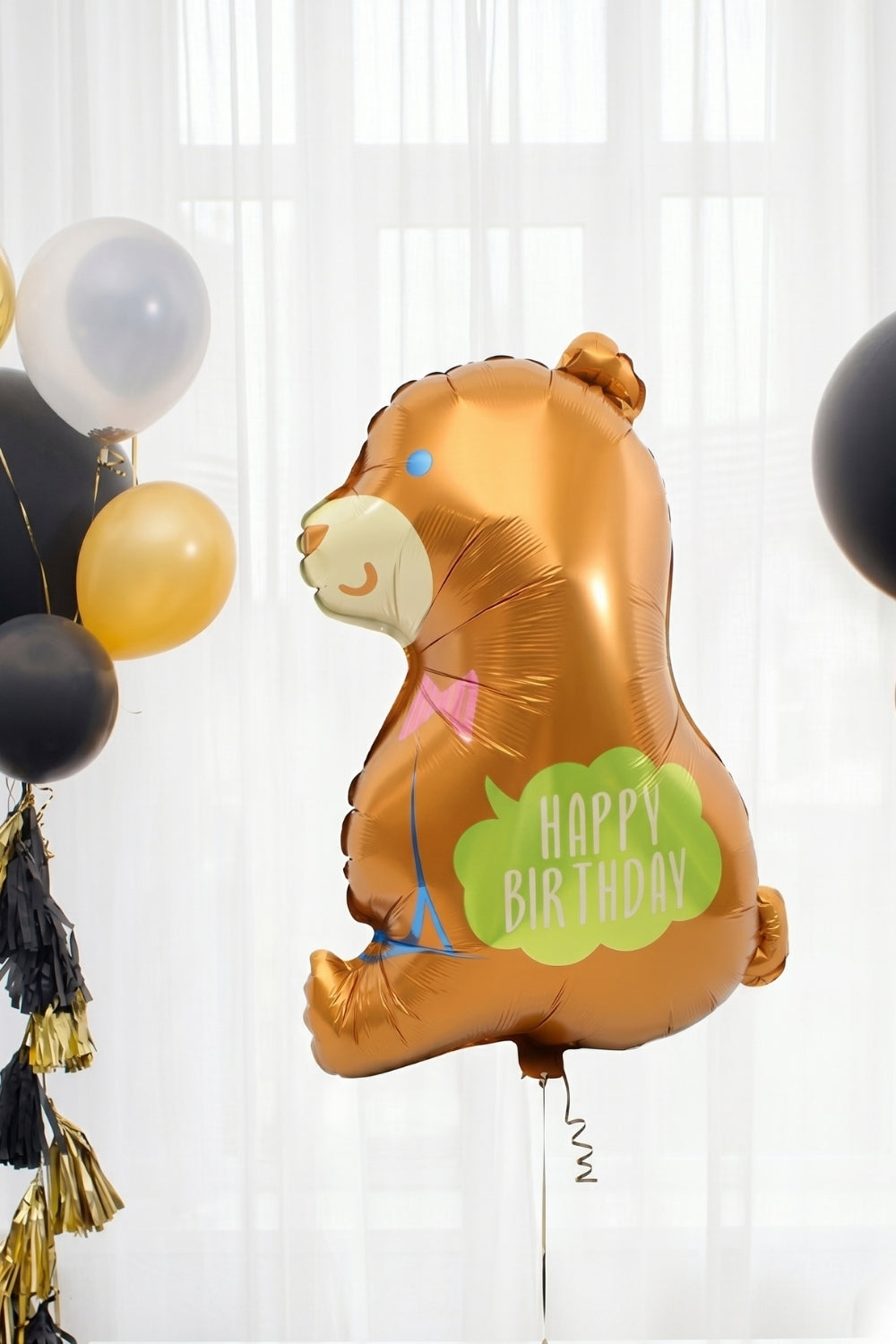 Kahverengi Ayıcık Figür Happy Birthday Yazılı Parti Balonu