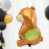 Kahverengi Ayıcık Figür Happy Birthday Yazılı Parti Balonu