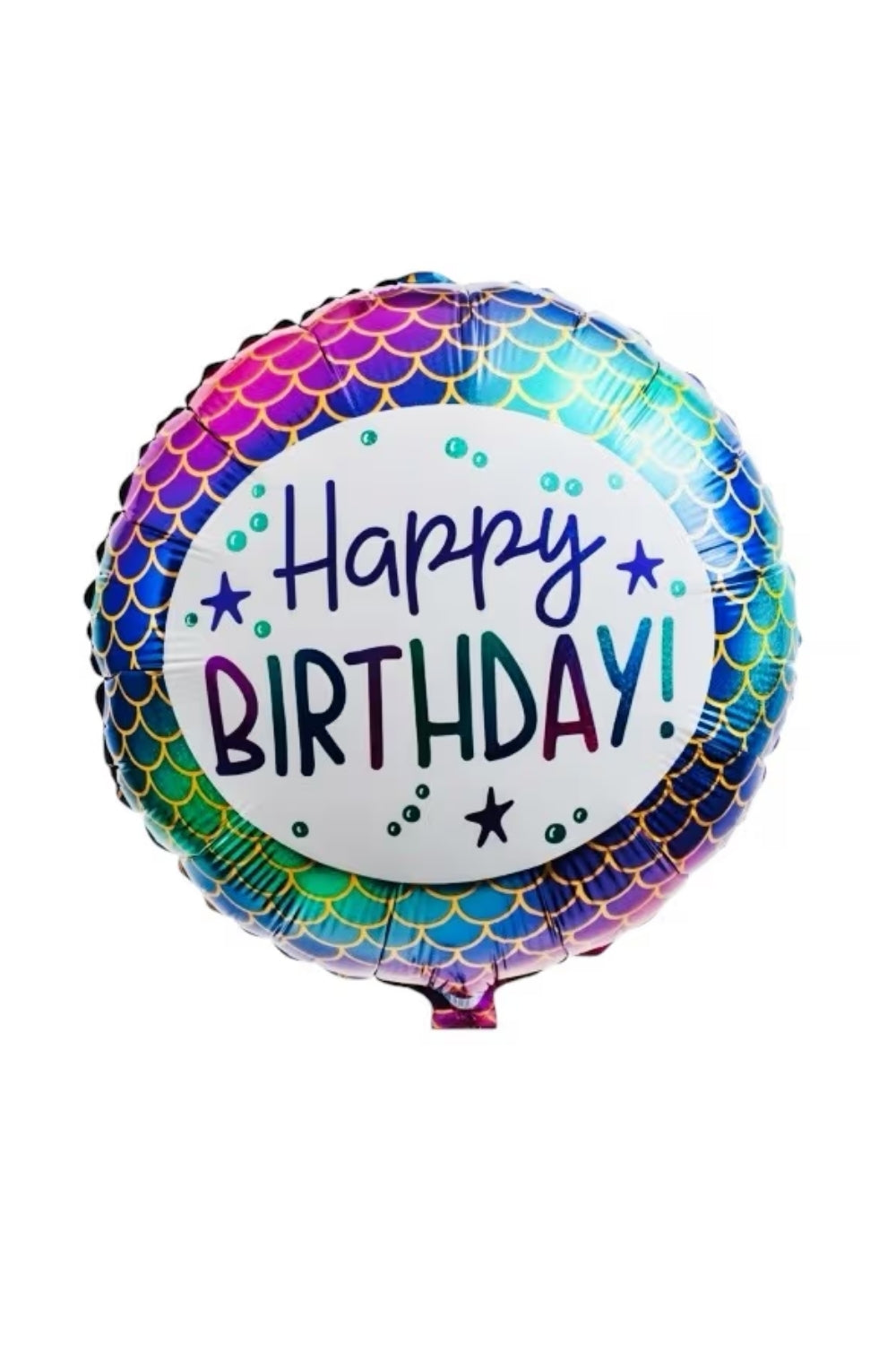 Çok Renkli Deniz Kızı Desenli Happy Birthday Yuvarlak Balon