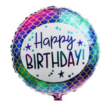 Çok Renkli Deniz Kızı Desenli Happy Birthday Yuvarlak Balon