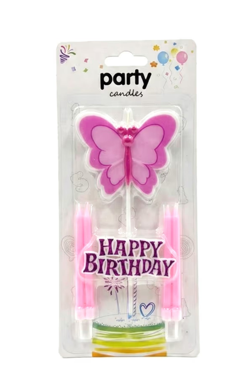 Pembe Kelebek Figürlü Happy Birthday Mum Set