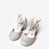 Çok Renkli Simli Topuklu Kız Çocuk Ayakkabı