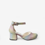 Çok Renkli Simli Topuklu Kız Çocuk Ayakkabı