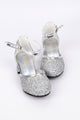 Silver Glittery High Heeled Girls' Shoes