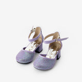 Lila  Simli Topuklu Kız Çocuk Ayakkabı