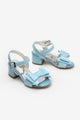 Mavi Bilekten Bağlamalı Fiyonklu Kız Çocuk Topuklu Ayakkabı