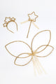 Gold Glitter Butterfly Wing Wand Crown Set of 3