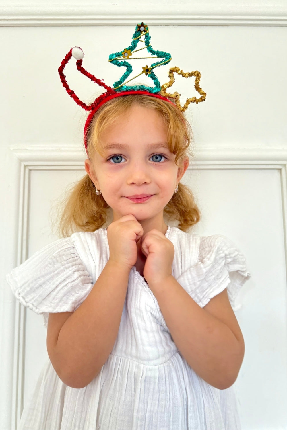 Kırmızı  Pullu Yılbaşı Figürlü Kız Çocuk Taç
