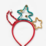 Kırmızı  Pullu Yılbaşı Figürlü Kız Çocuk Taç