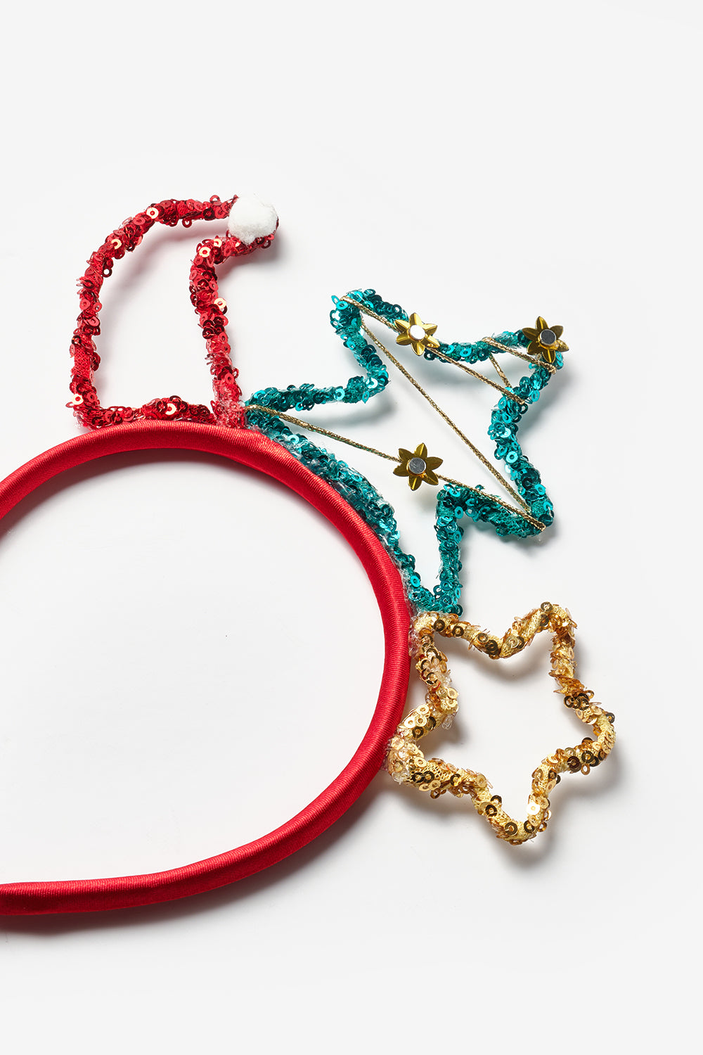 Kırmızı  Pullu Yılbaşı Figürlü Kız Çocuk Taç