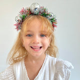 Çok Renkli  Püsküllü Süs Detaylı Kız Çocuk Yılbaşı Taç