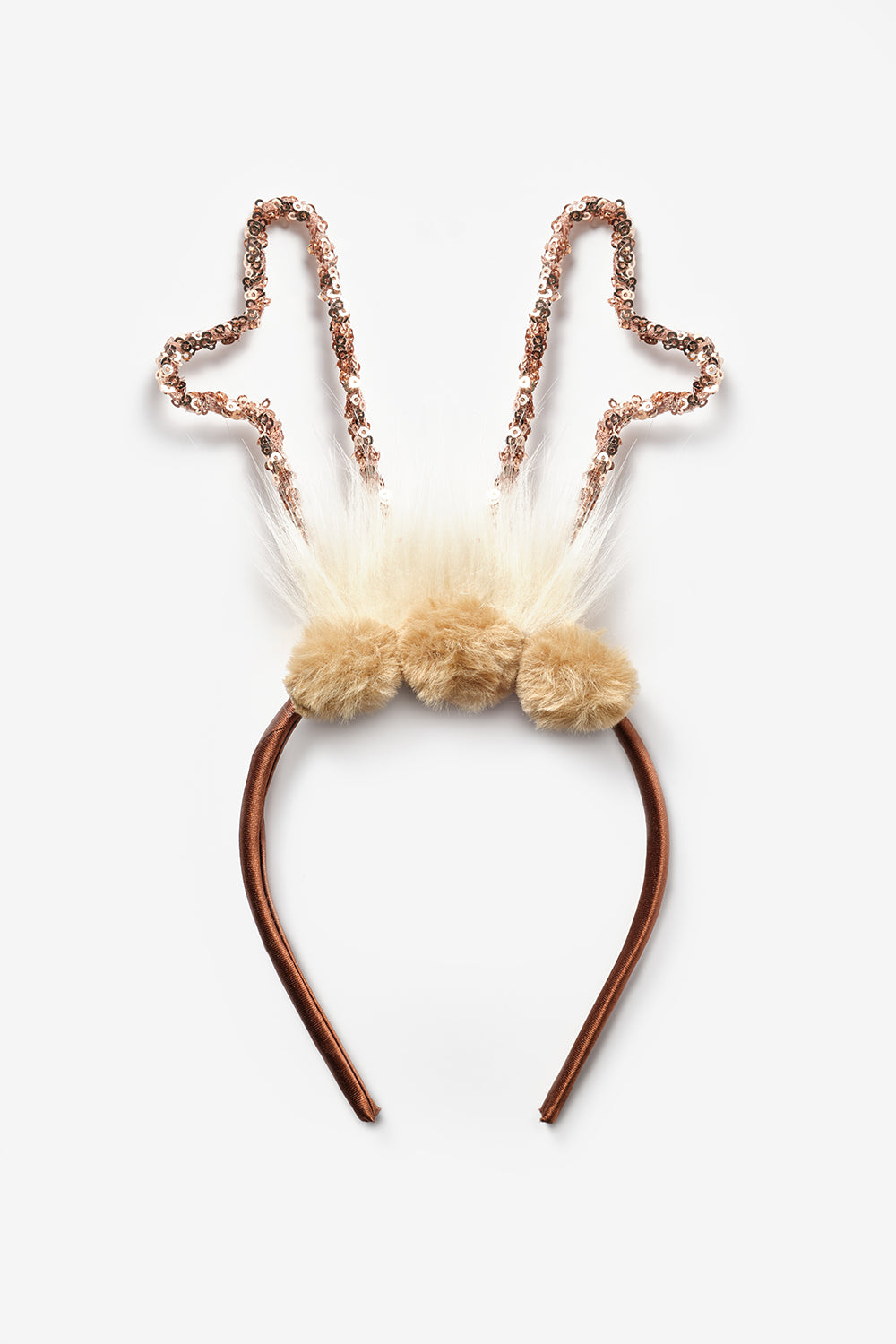 Kahverengi  Pullu Geyik Boynuzu Figürlü Kız Çocuk Yılbaşı Taç