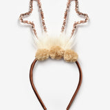 Kahverengi Pullu Geyik Boynuzu Figürlü Kız Çocuk Yılbaşı Taç