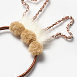 Kahverengi  Pullu Geyik Boynuzu Figürlü Kız Çocuk Yılbaşı Taç