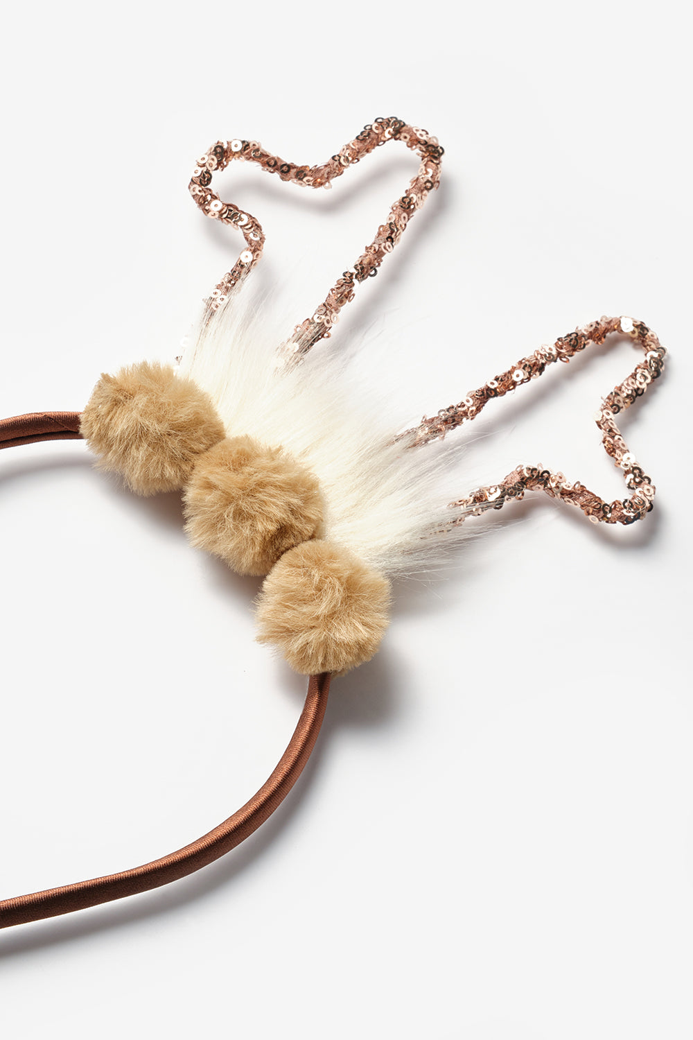 Kahverengi  Pullu Geyik Boynuzu Figürlü Kız Çocuk Yılbaşı Taç