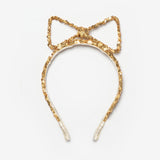 Altın Pullu Fiyonk Figürlü Kız Çocuk Taç